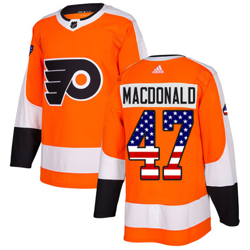 Adidas Flyers #47 Andrew MacDonald Orange Home Authentic USA Flag Stitched NHL Jersey - Click Image to Close